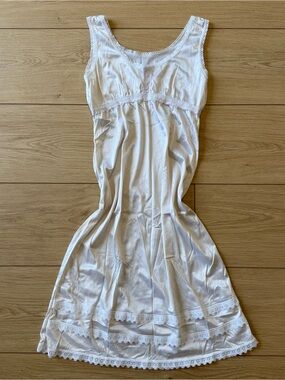 Vintage White Lace-Trim Slip Dress